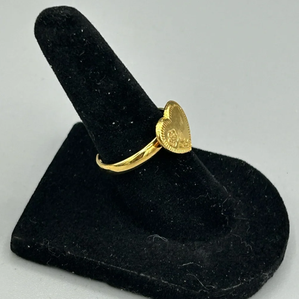 Kids Gold Tone Heart Ring Adjustable Tested Magnetic - Picture 6 of 9